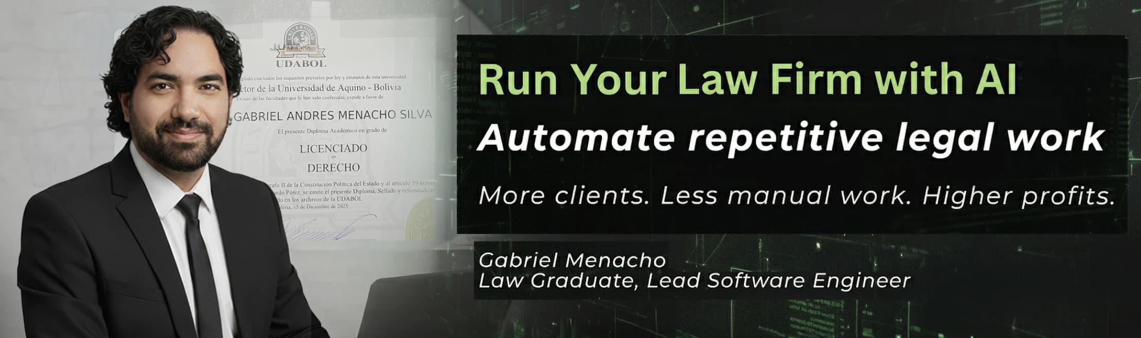 Gabriel exploring AI and automation consulting for law firms